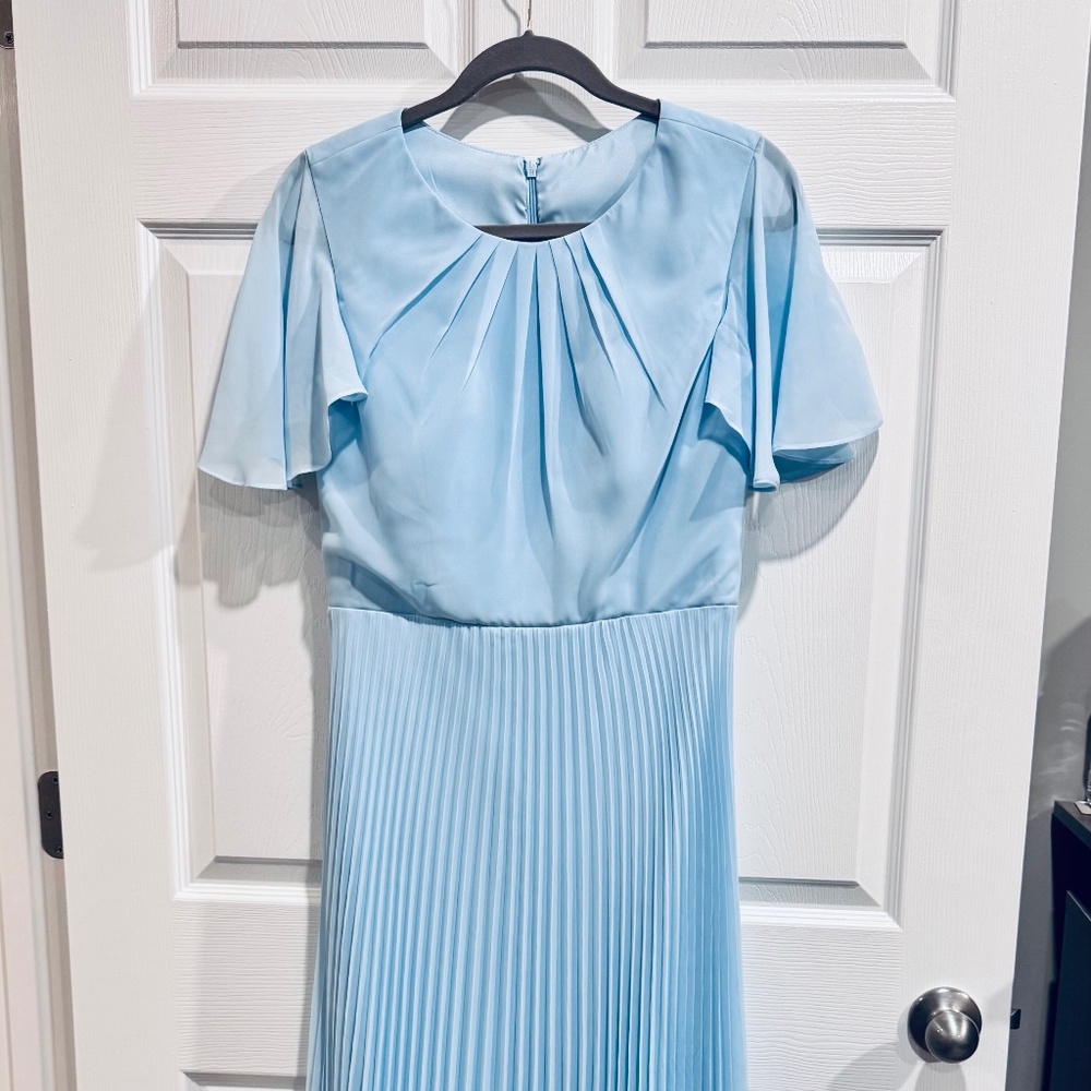 NWOT Custom Floor Length A line Gown w/Chiffon Skirt in Sky Blue